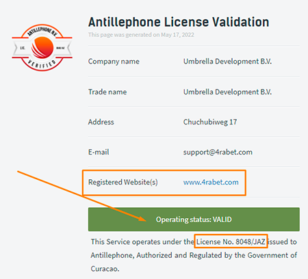 4rabet license